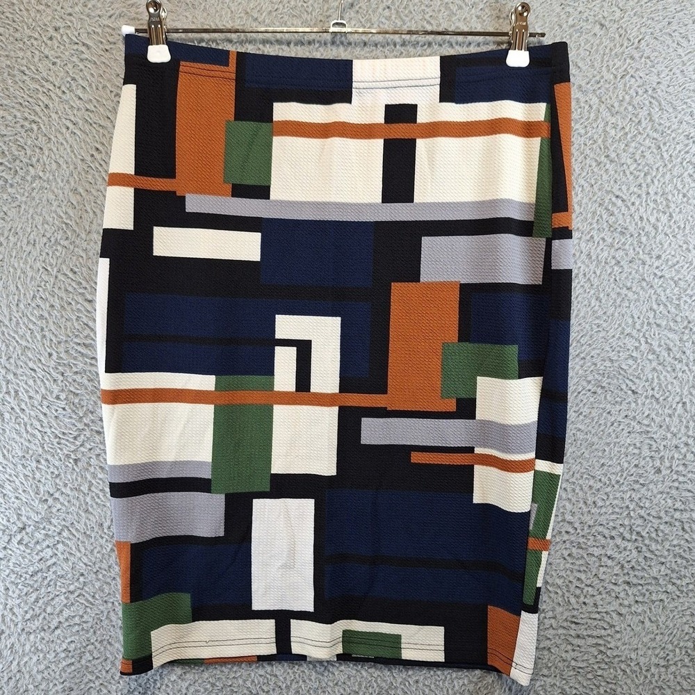 Emery Rose Skirt Womens 1XL Multicolor Geometric Abstract Mod Streetwear Chic